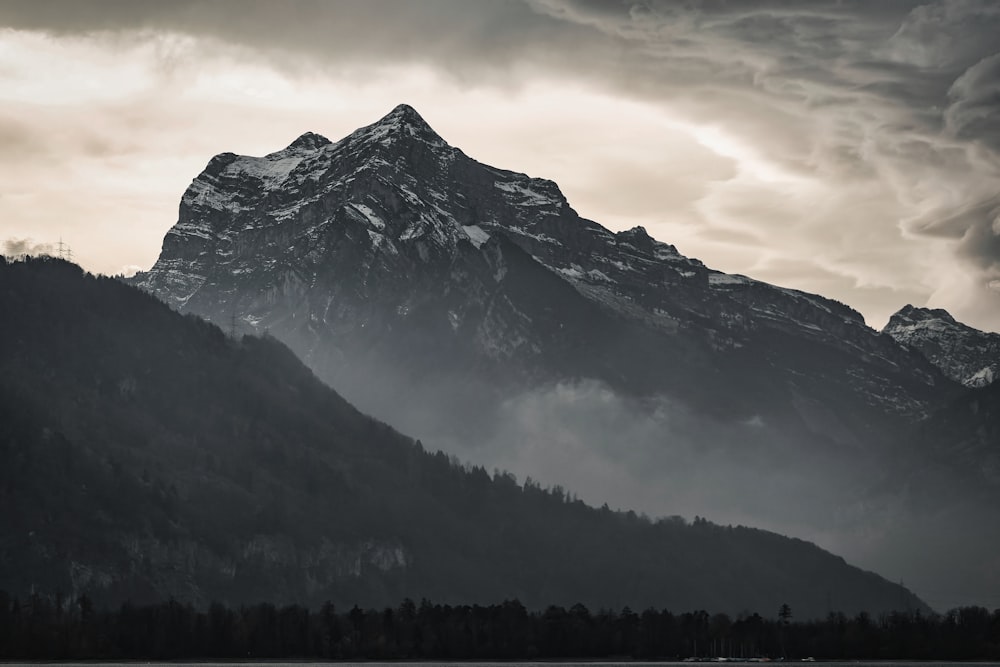 a mountain with snow