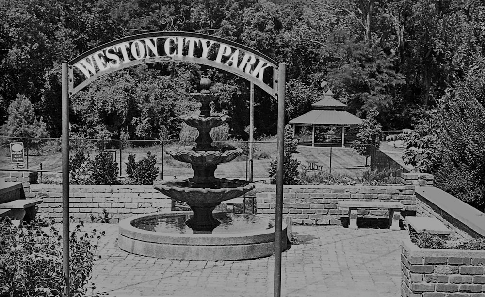 a fountain in a park