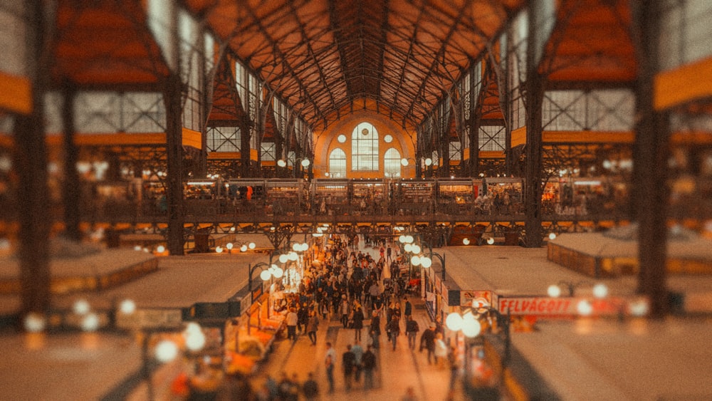 a large room with many people in it