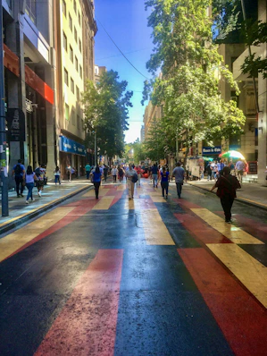 people walking on a street
