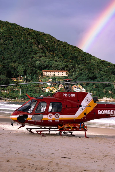 a red and yellow helicopter
