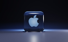 a blue square with a white circle in the middle