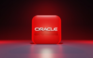 a red cube with white text