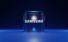 a blue cube with a white logo