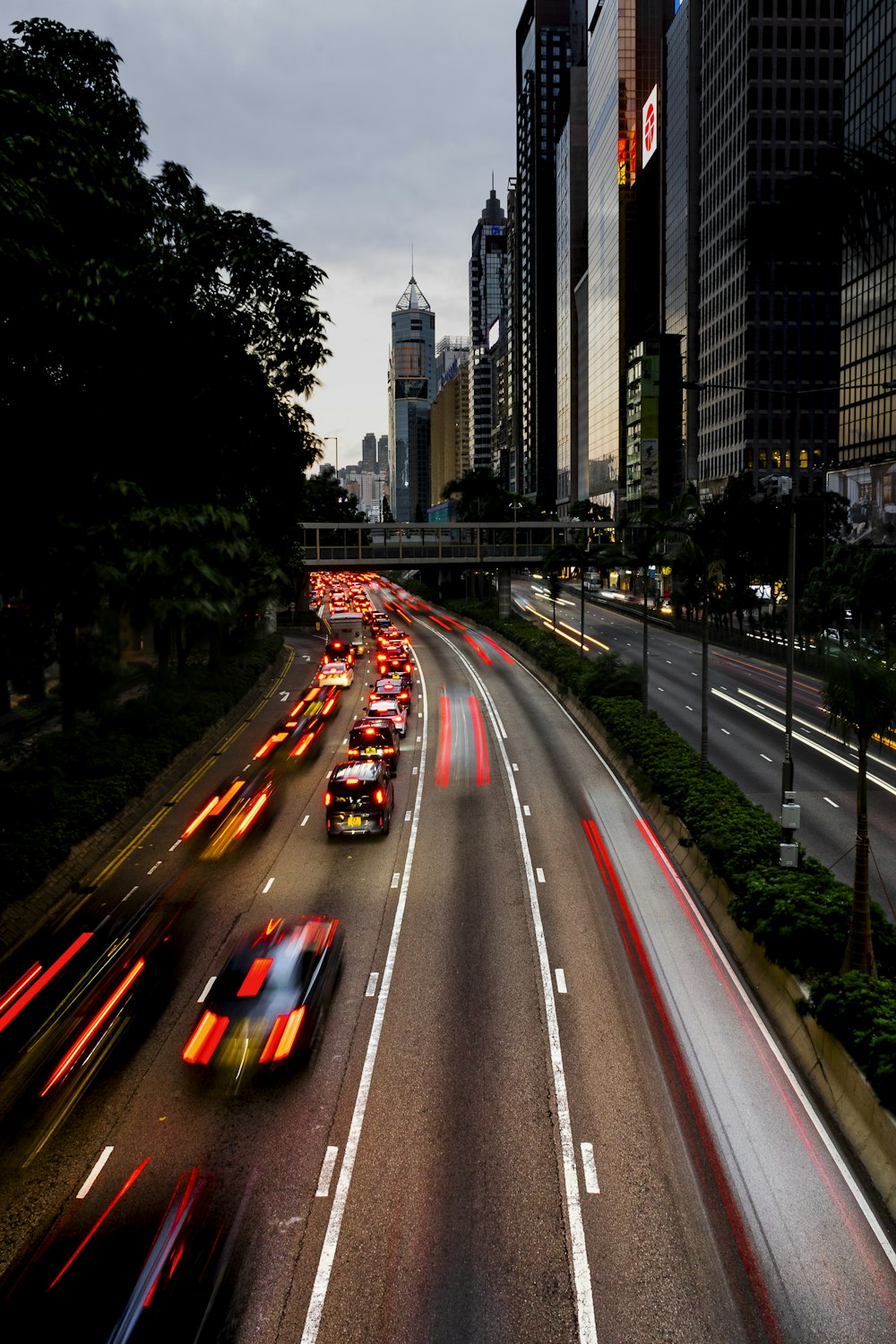 a busy highway with many cars