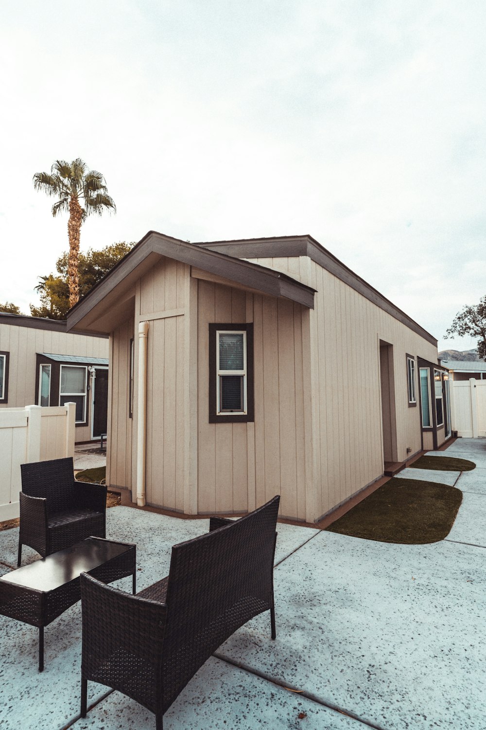 a small house with a patio