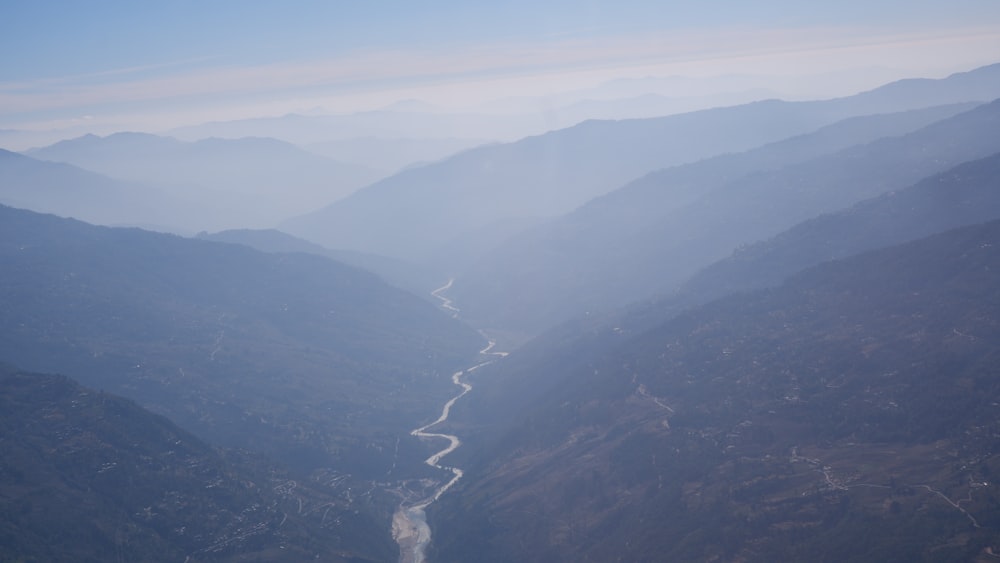 a river winding through a valley