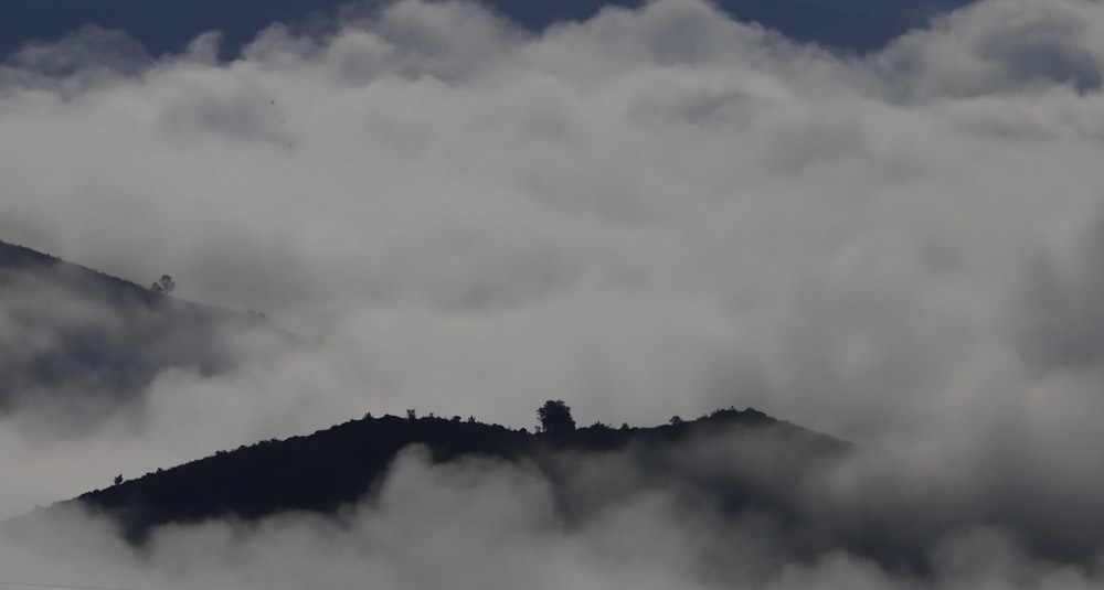 a foggy mountain range