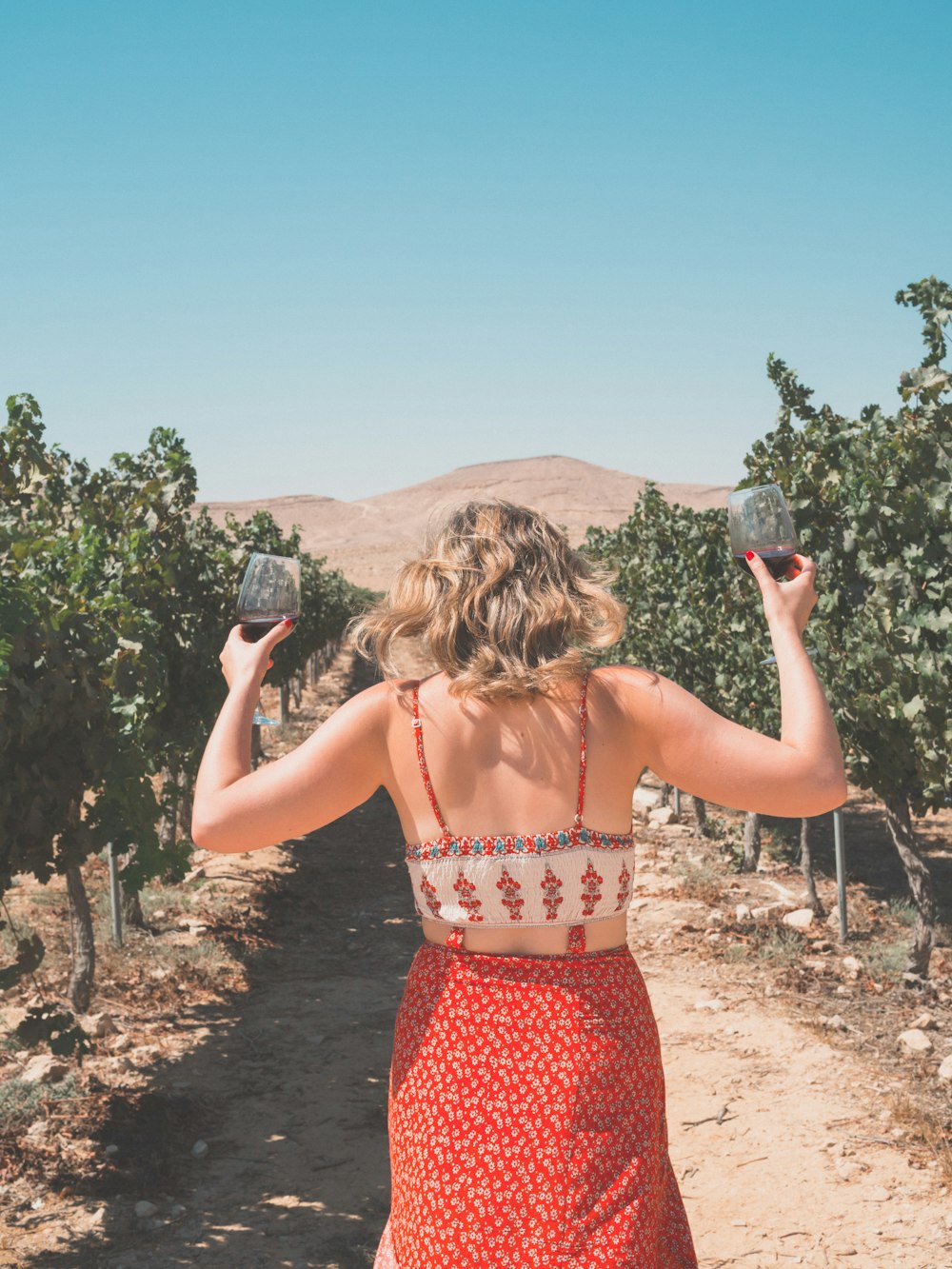 una persona sosteniendo una copa de vino