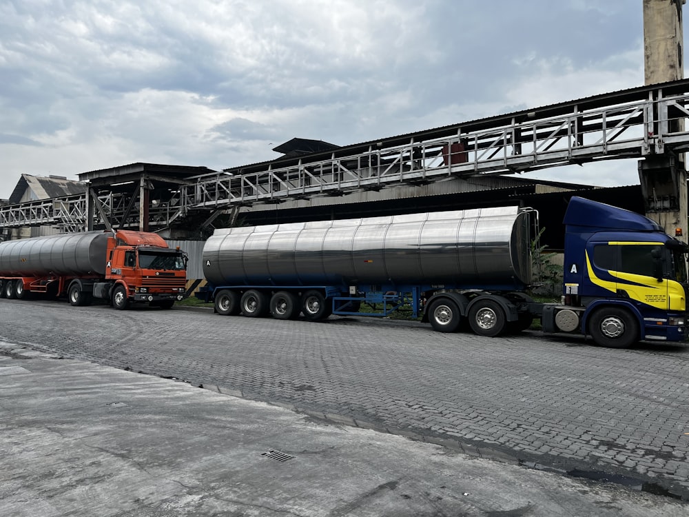 a semi truck carrying a trailer