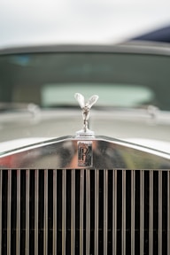 a close up of a car's headlight