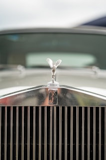 a close up of a car's headlight