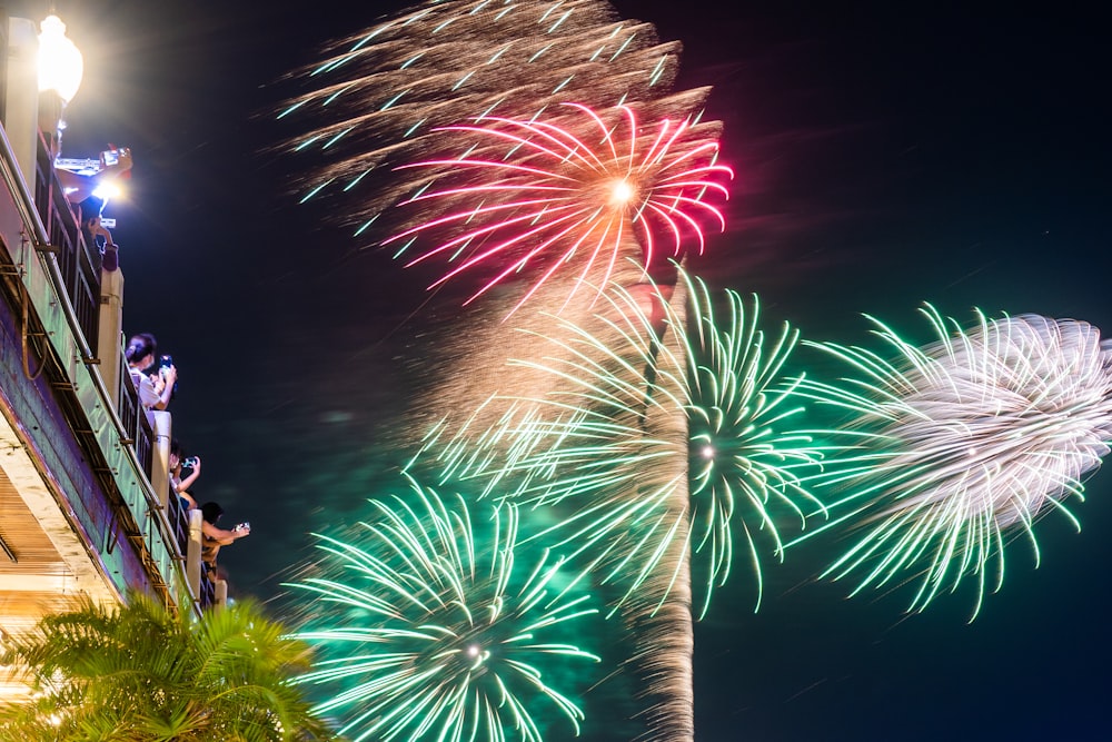 fireworks going off at night