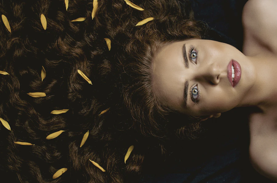 a woman with long hair