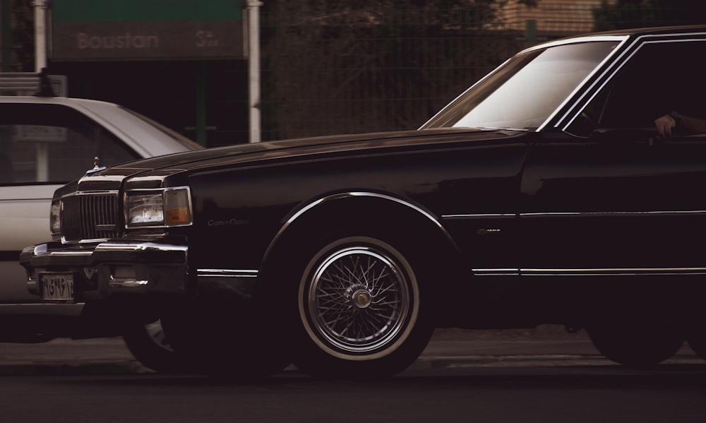 a black car on a road