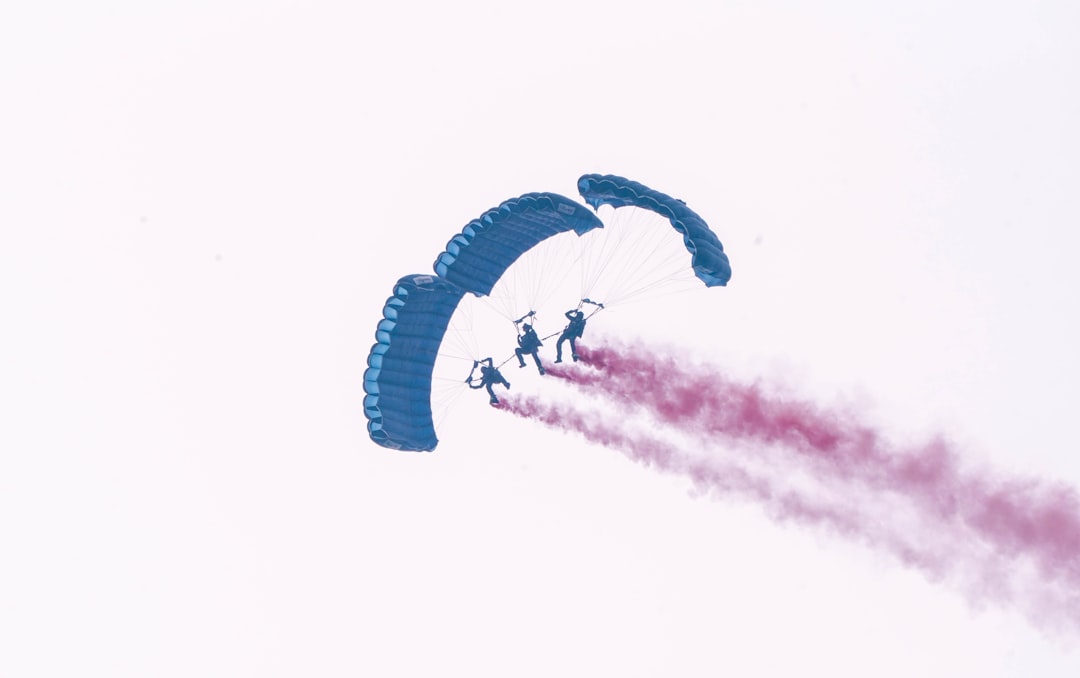 a group of people parachuting,