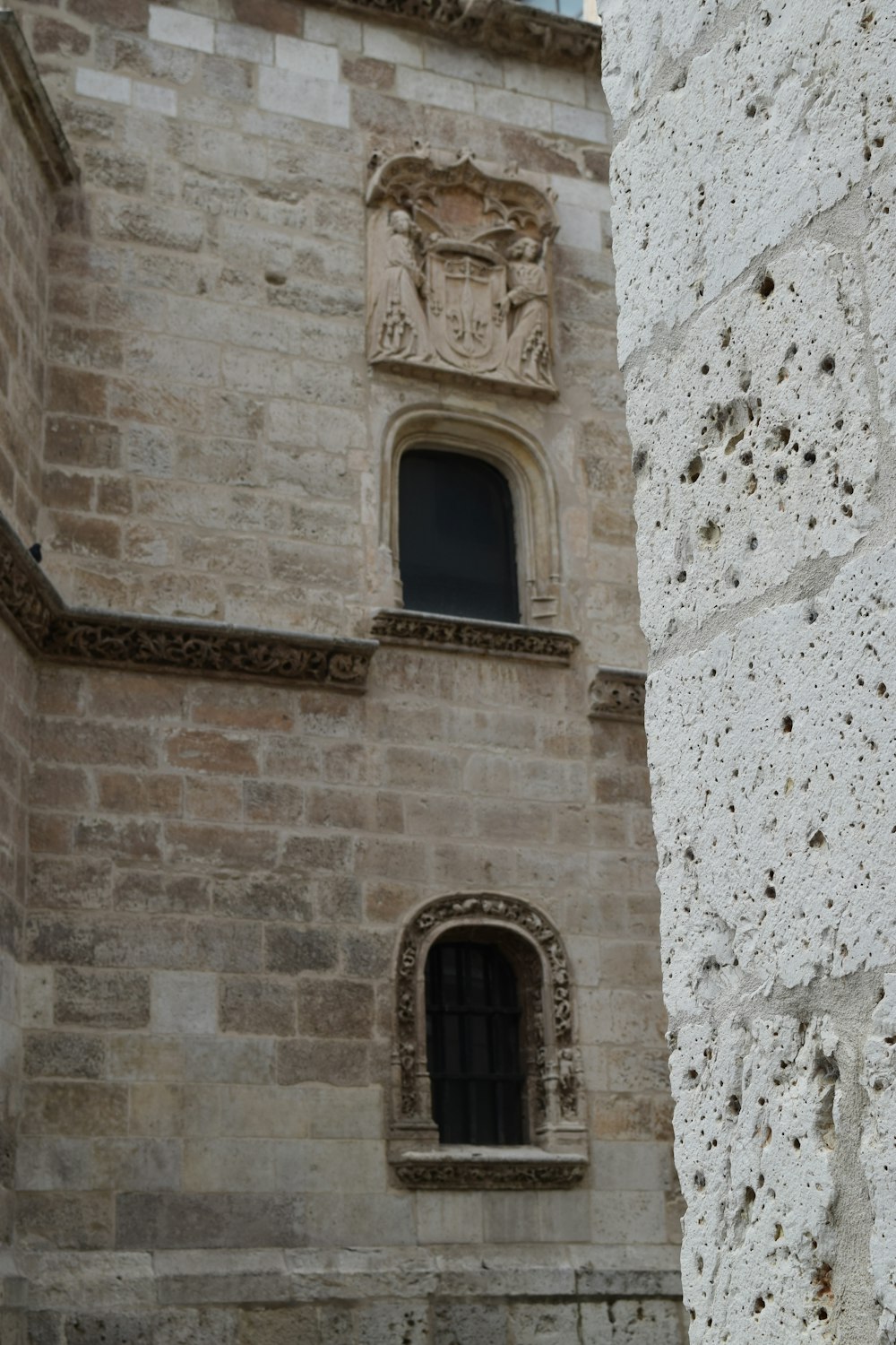 a stone building with a window