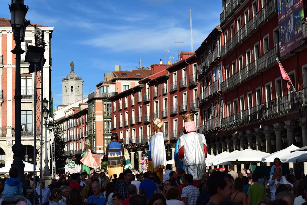 a crowd of people in a city