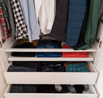 a closet full of clothes