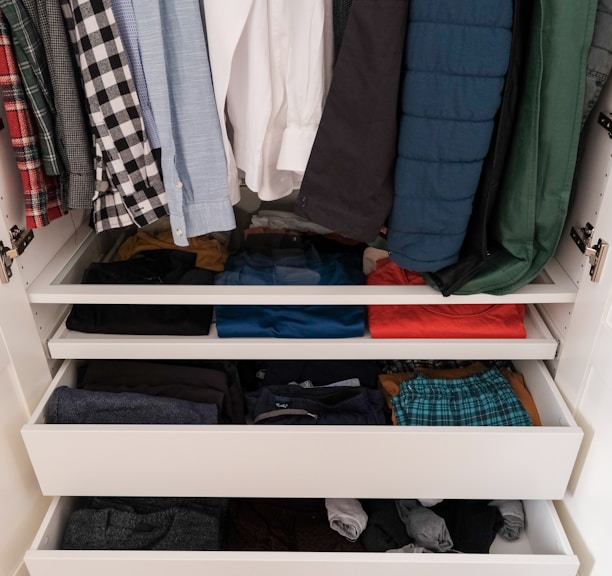 a closet full of clothes