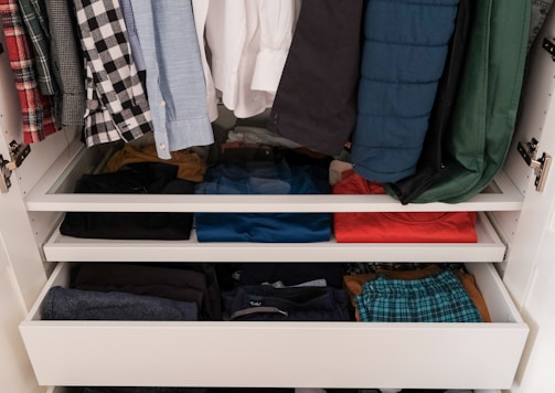 a closet full of clothes