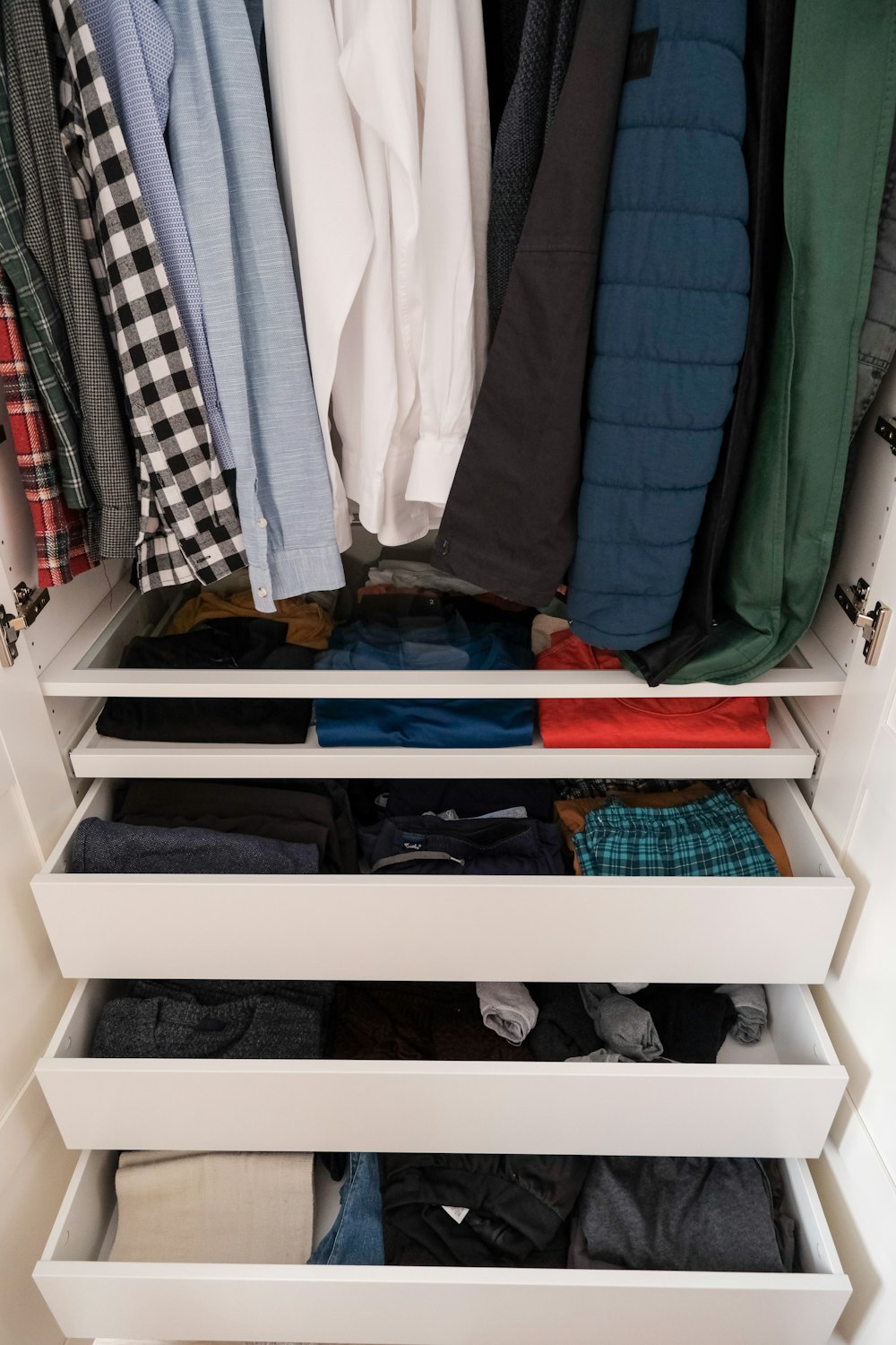 a closet full of clothes