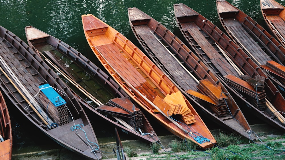 a group of boats on the water