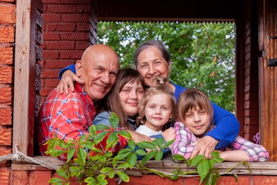 a family posing for a picture