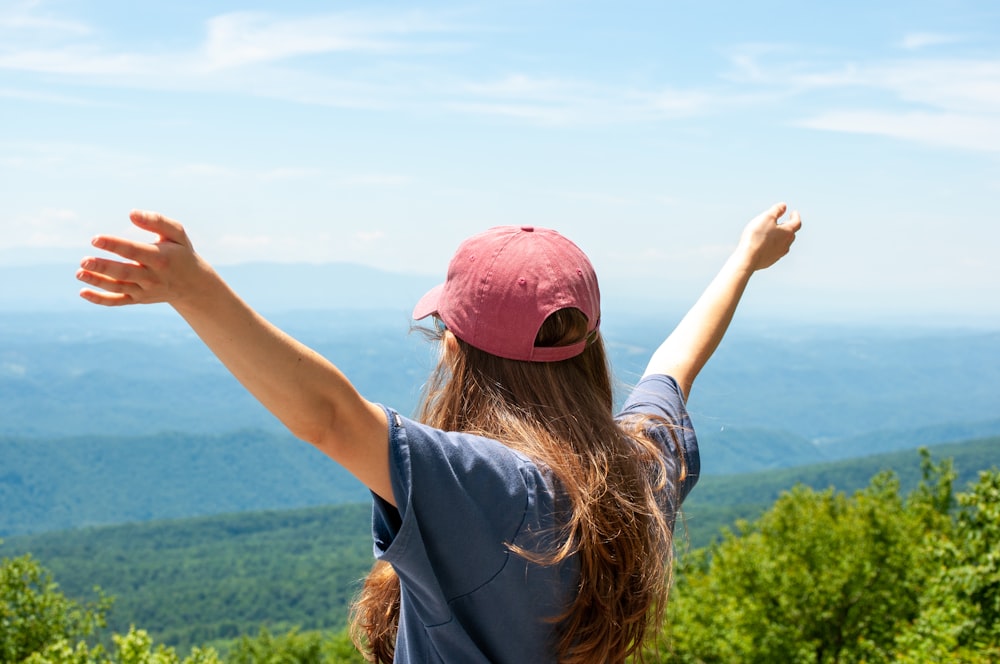 a man with his arms raised