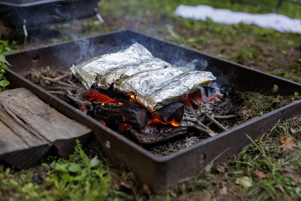 a fish on a grill