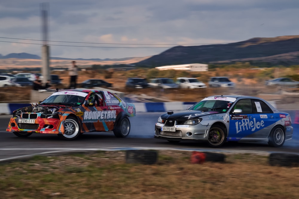 two race cars on a track