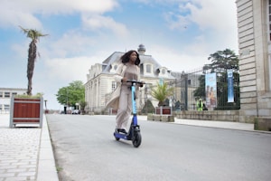 a person riding a scooter