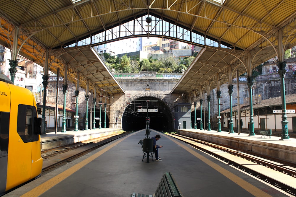 a train pulling into a tunnel