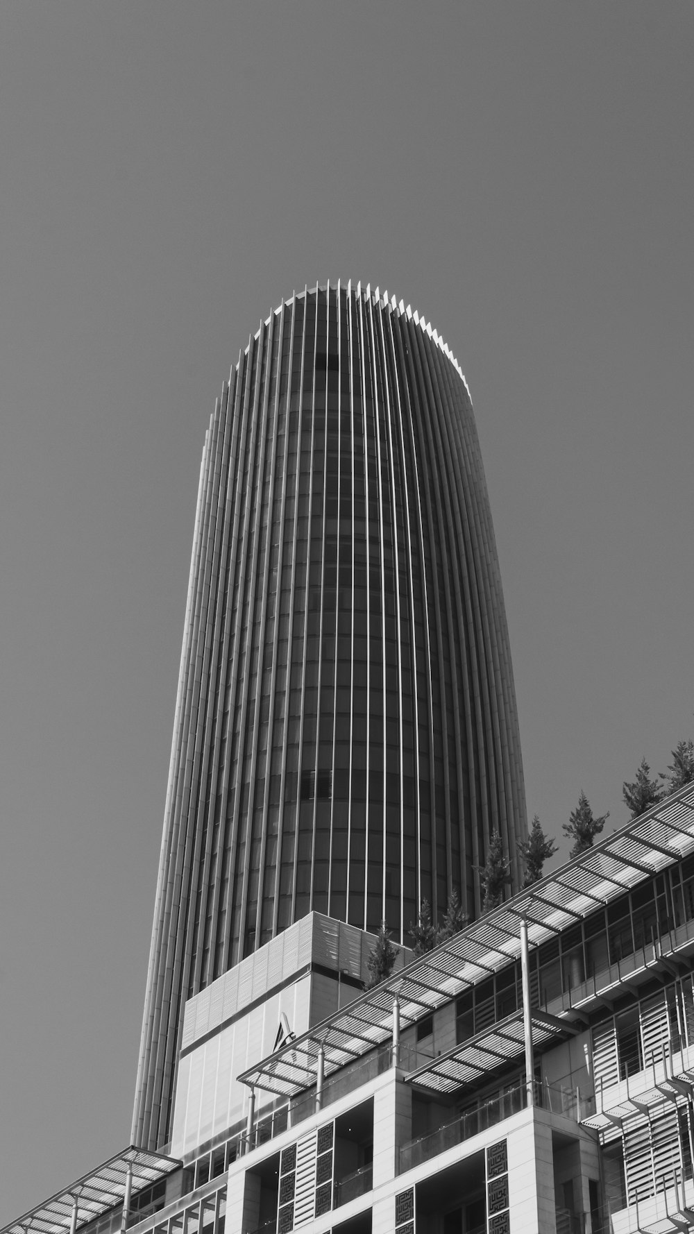 a tall building with a spiral staircase