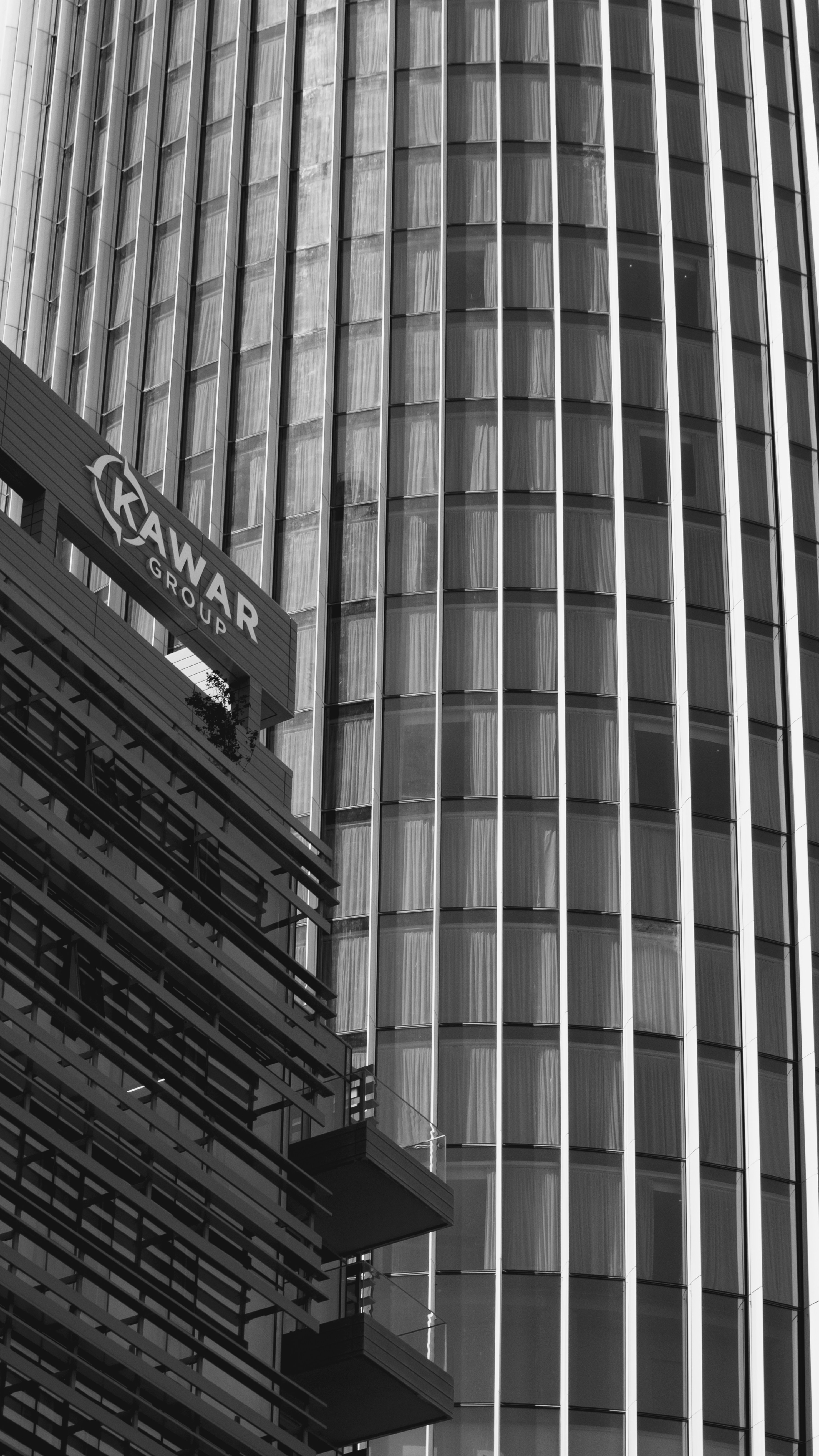 a tall building with a sign on it