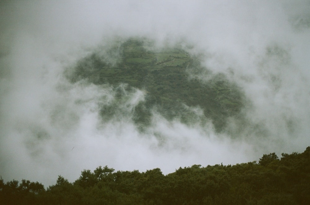 a large tornado over trees