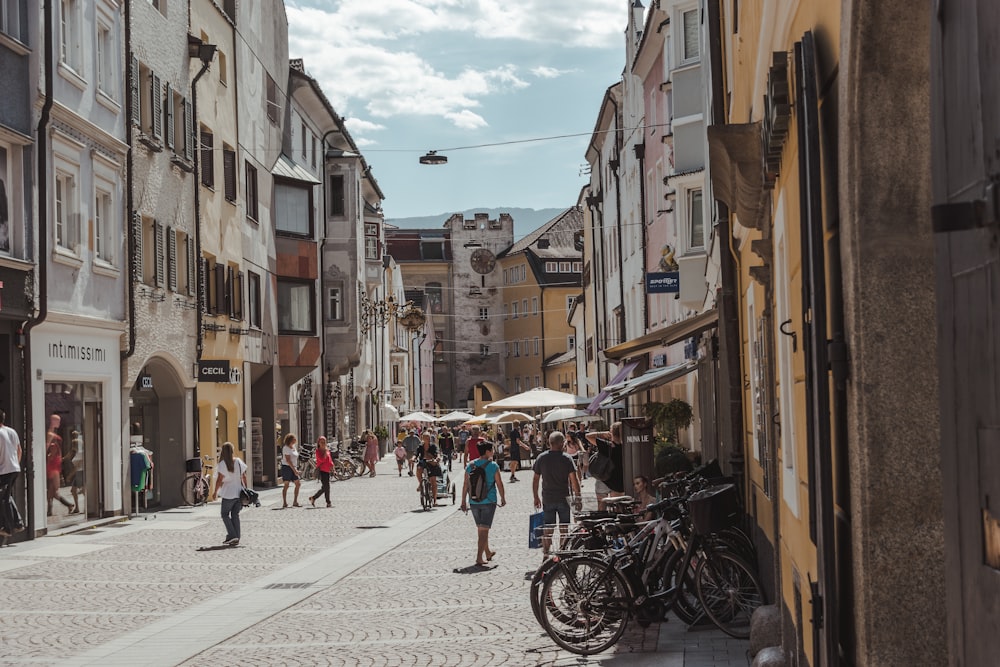 people walking on a street