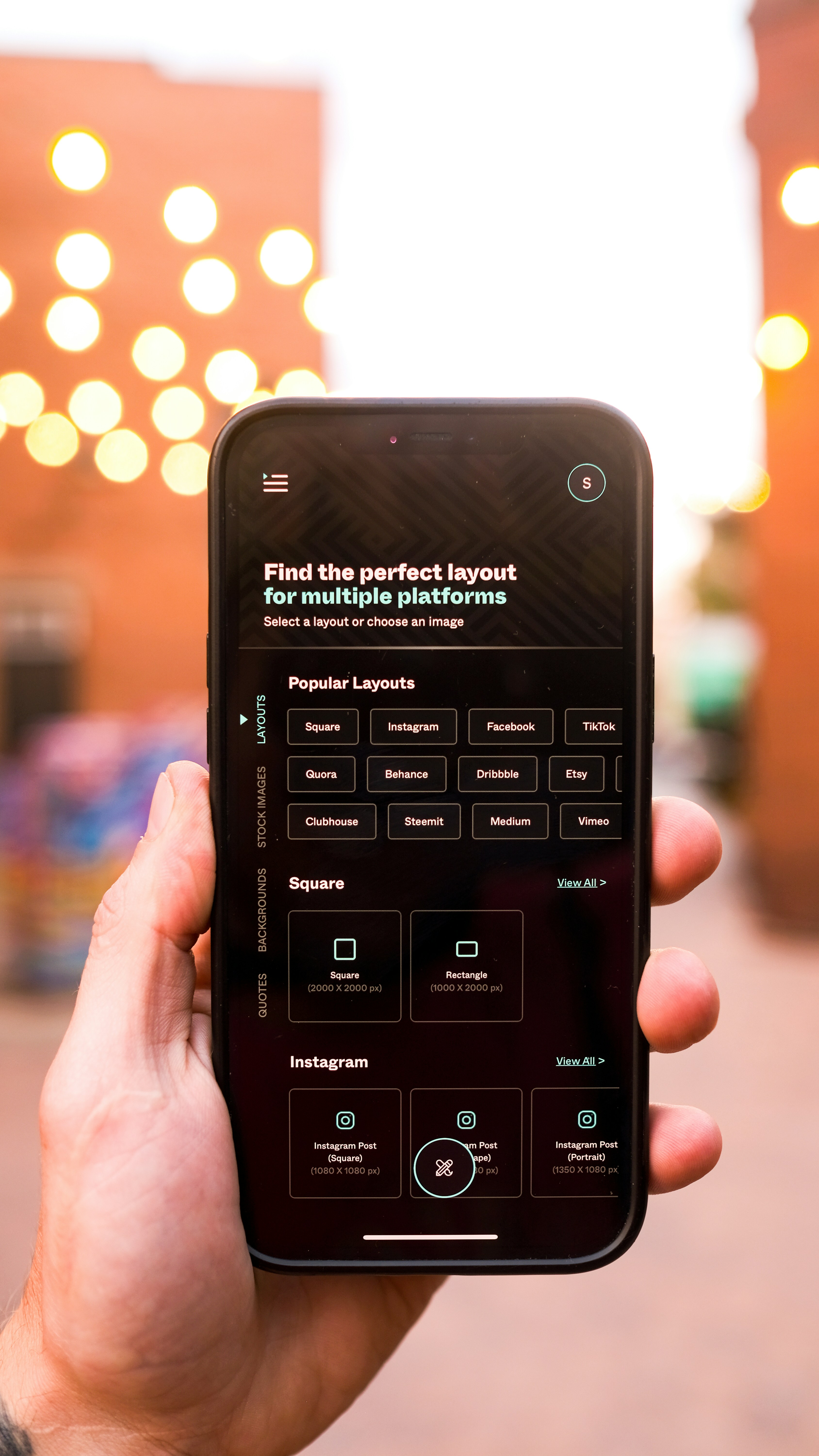 Phone showing a social carousel layout