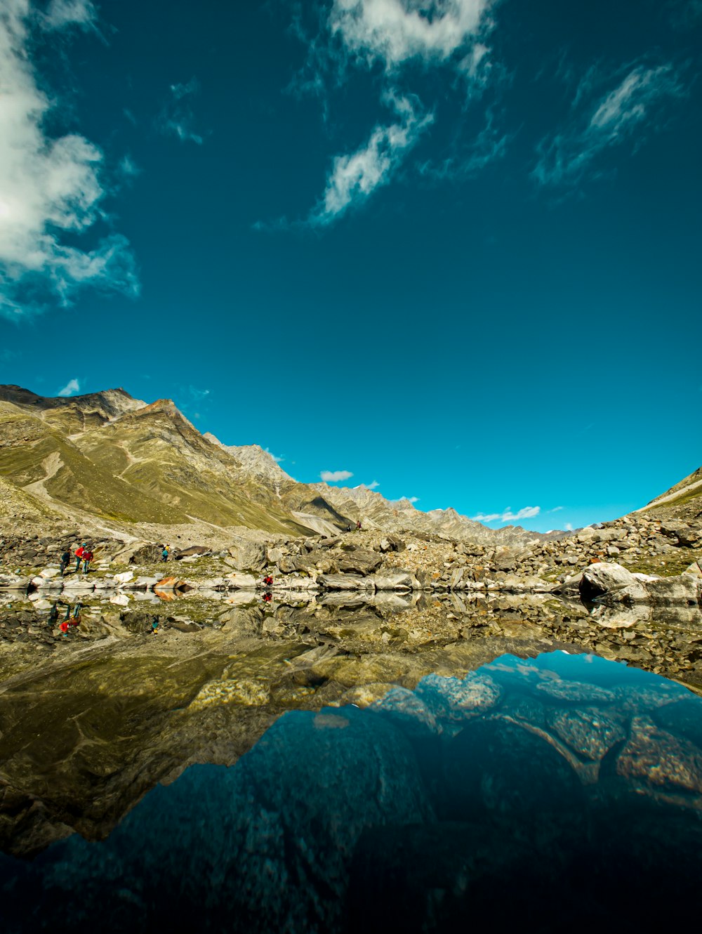 a group of people on a mountain