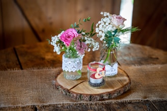 flowers in glass vases