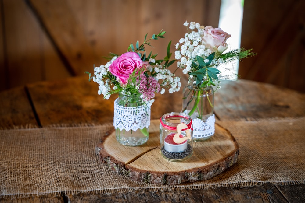 flowers in glass vases