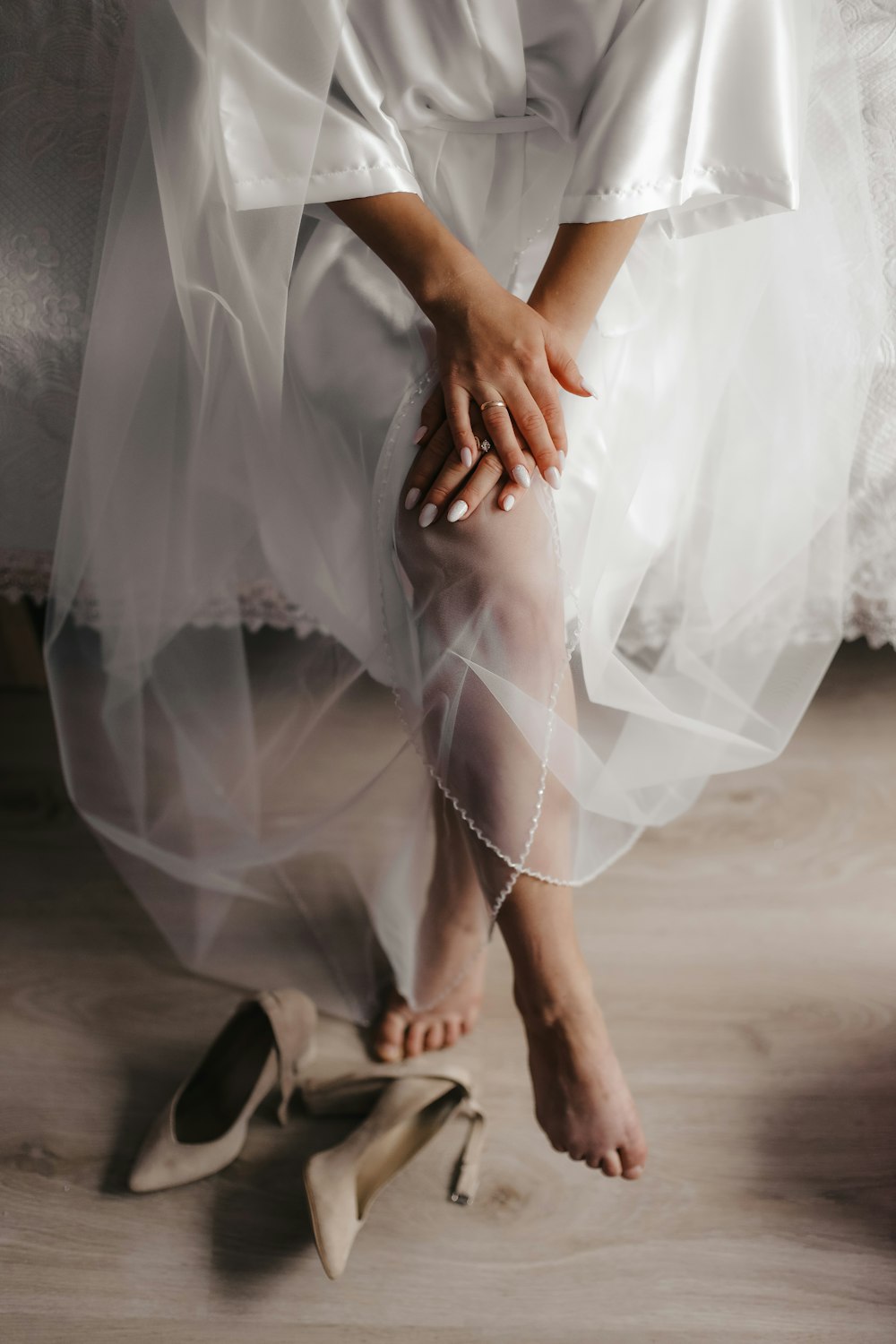 a man and woman in wedding attire