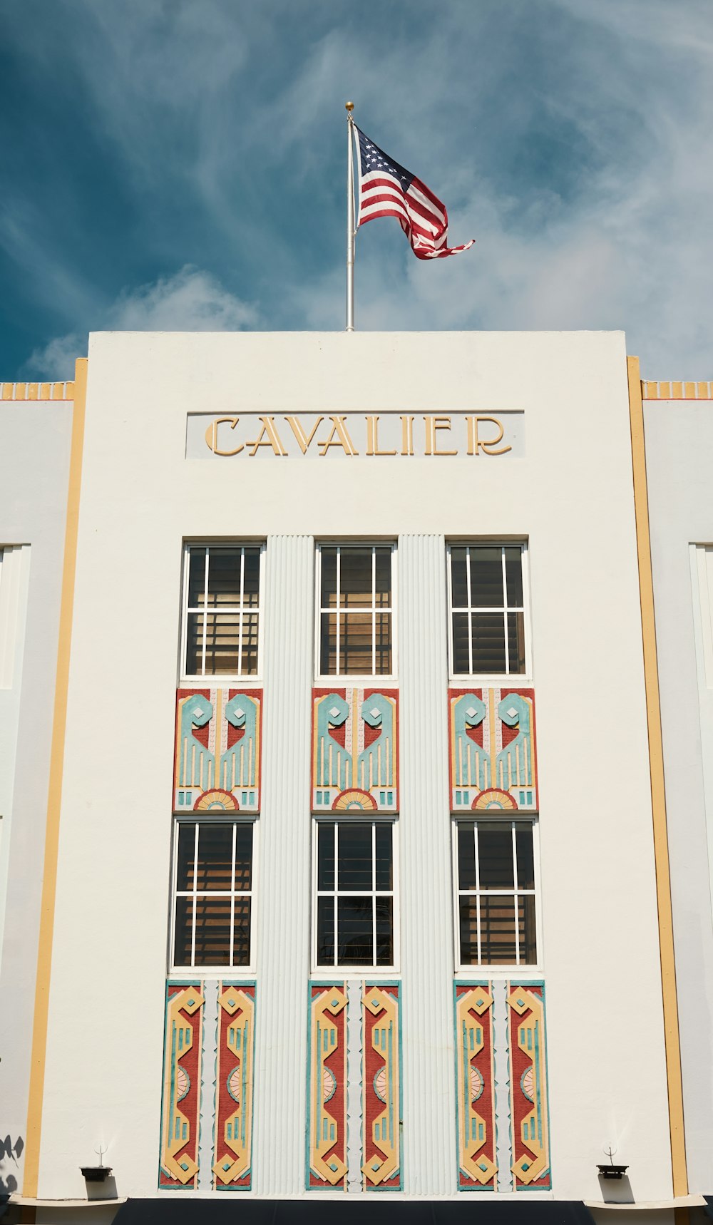 a building with a flag on top