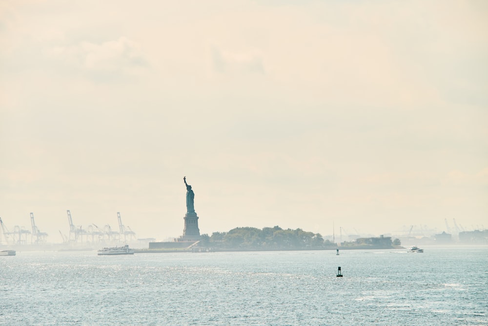 a statue on an island