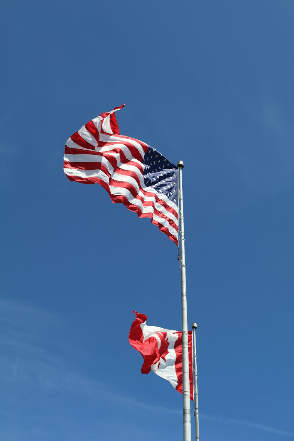 a couple of flags on a flagpole
