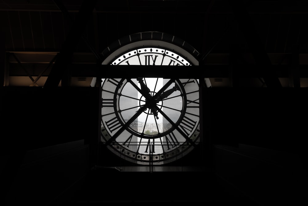 a clock in a dark room