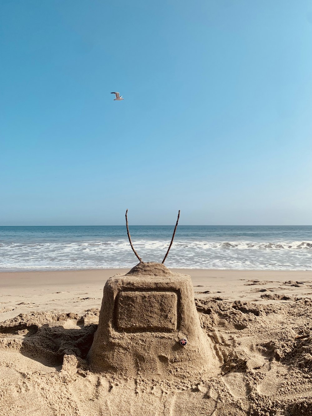 a sand castle on a beach
