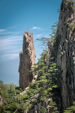 a tall rock cliff