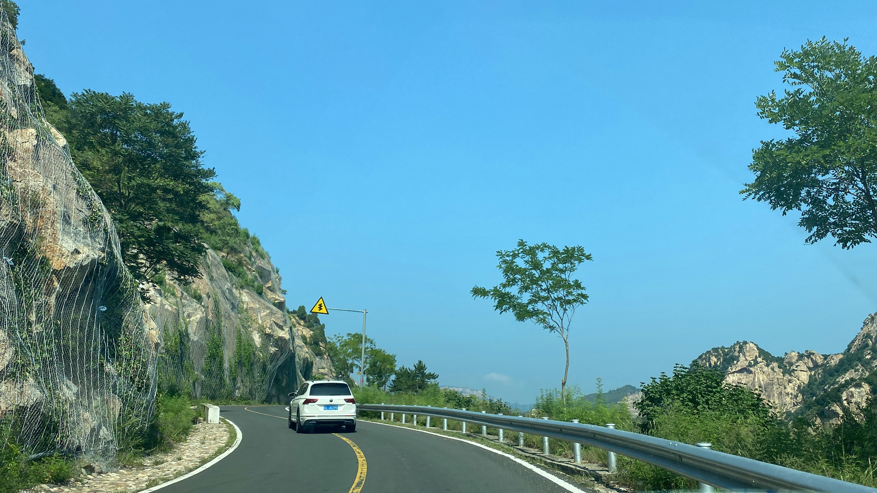 a car driving on a road