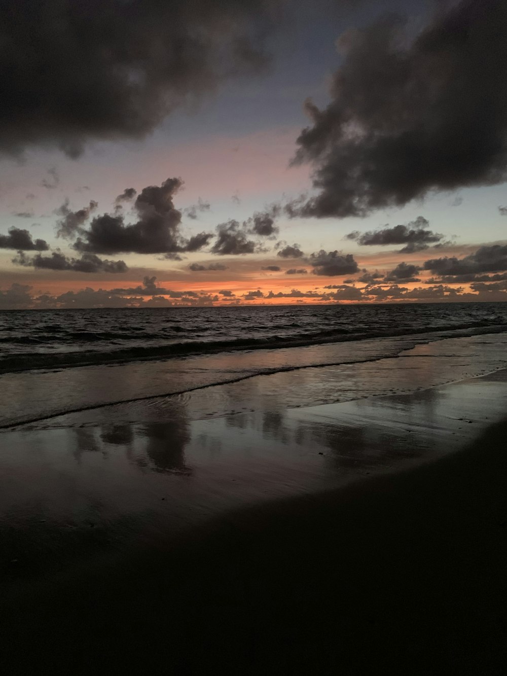 a beach at sunset